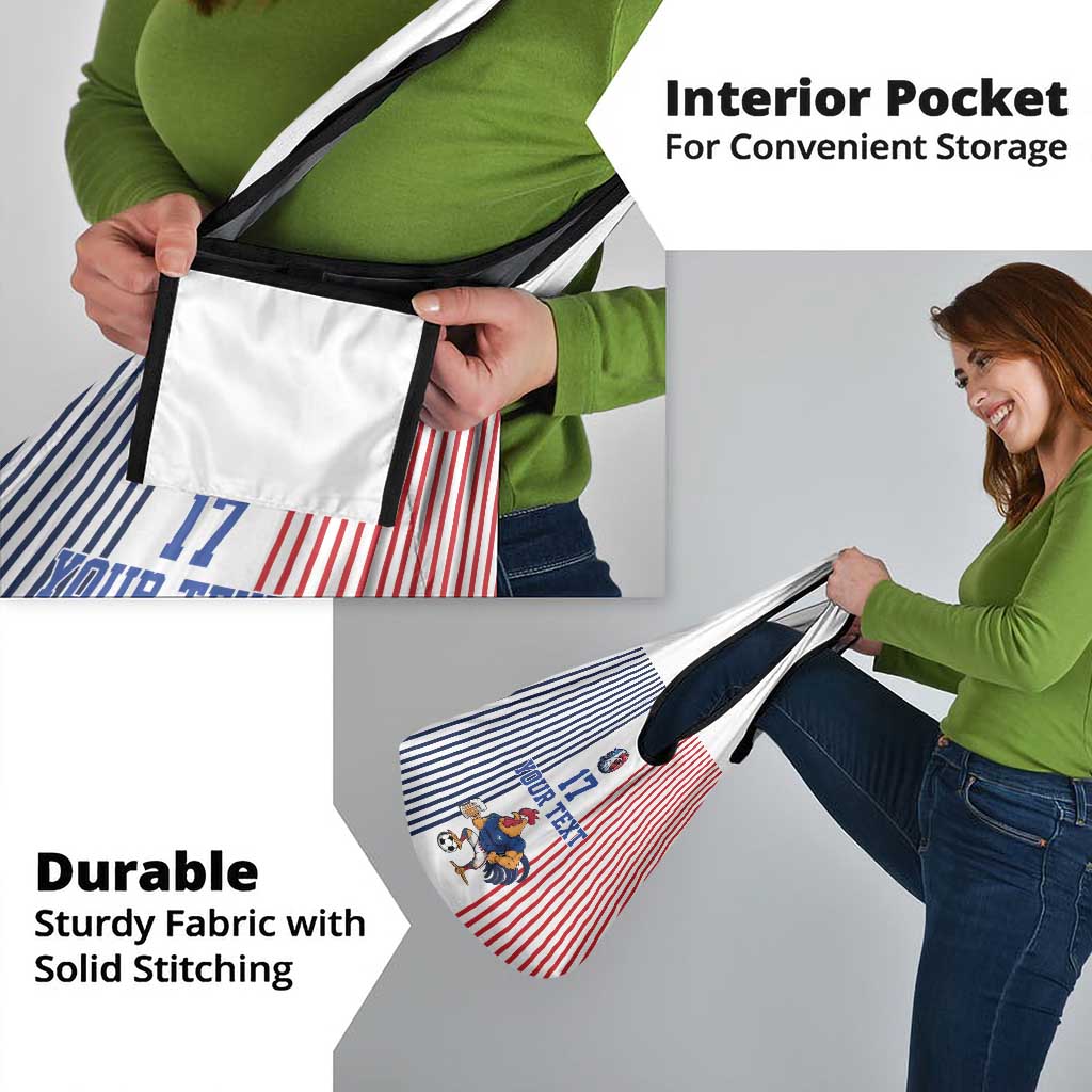 Custom France Football Grocery Bag White Gallic Rooster Mascot