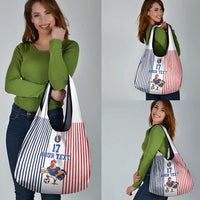 Custom France Football Grocery Bag White Gallic Rooster Mascot