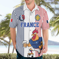 Custom France Football Hawaiian Shirt White Gallic Rooster Mascot