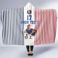 Custom France Football Hooded Blanket White Gallic Rooster Mascot