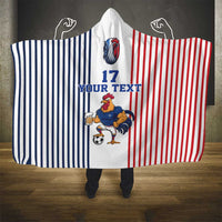 Custom France Football Hooded Blanket White Gallic Rooster Mascot