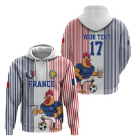 Custom France Football Hoodie White Gallic Rooster Mascot