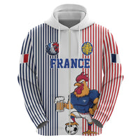 Custom France Football Hoodie White Gallic Rooster Mascot