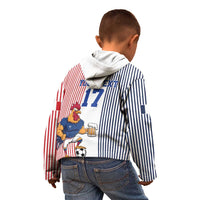 Custom France Football Kid Hoodie White Gallic Rooster Mascot