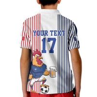 Custom France Football Kid Polo Shirt White Gallic Rooster Mascot