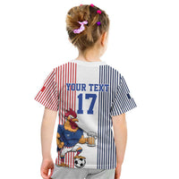 Custom France Football Kid T Shirt White Gallic Rooster Mascot