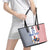 Custom France Football Leather Tote Bag White Gallic Rooster Mascot