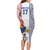 Custom France Football Long Sleeve Bodycon Dress White Gallic Rooster Mascot