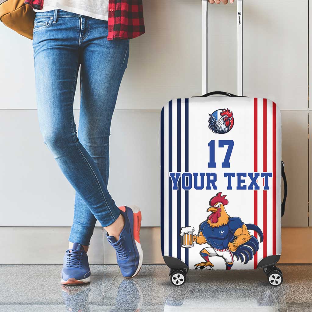 Custom France Football Luggage Cover White Gallic Rooster Mascot