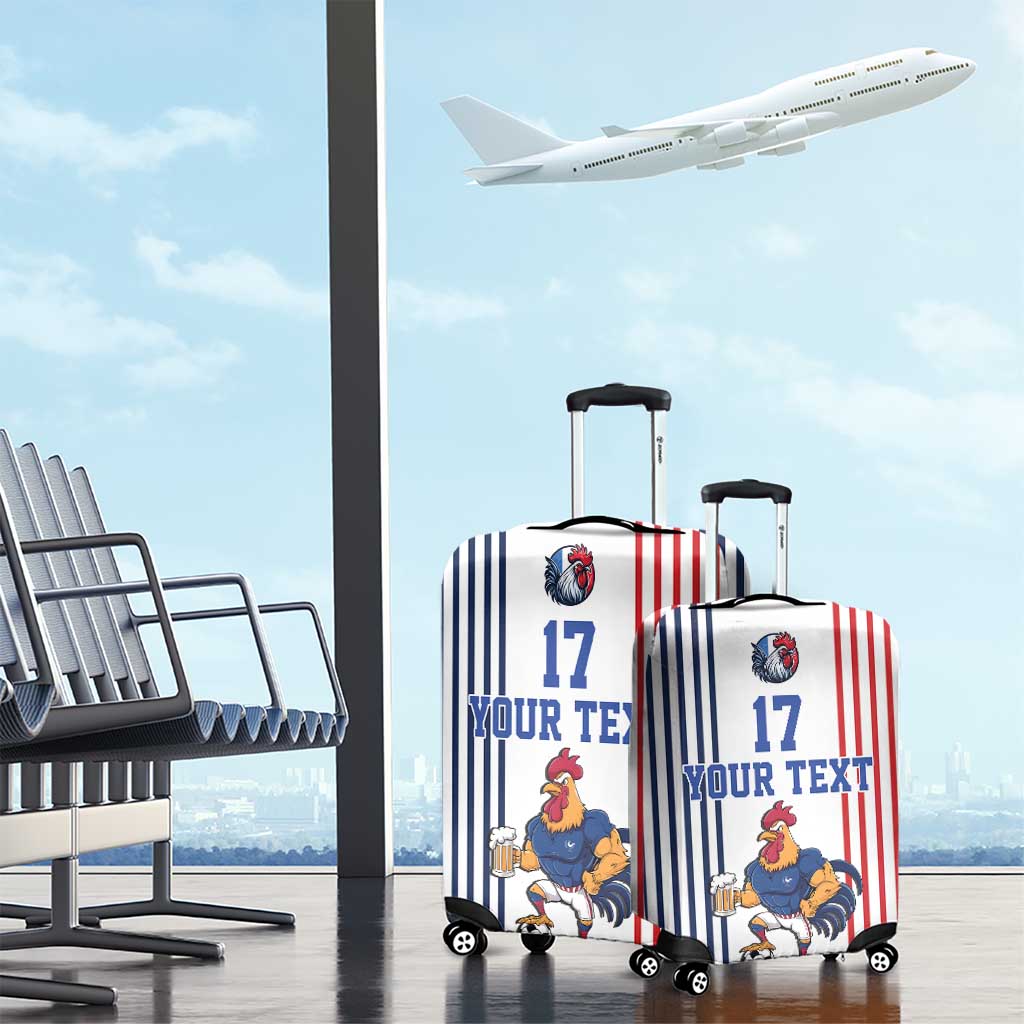 Custom France Football Luggage Cover White Gallic Rooster Mascot