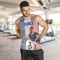 Custom France Football Men Tank Top White Gallic Rooster Mascot