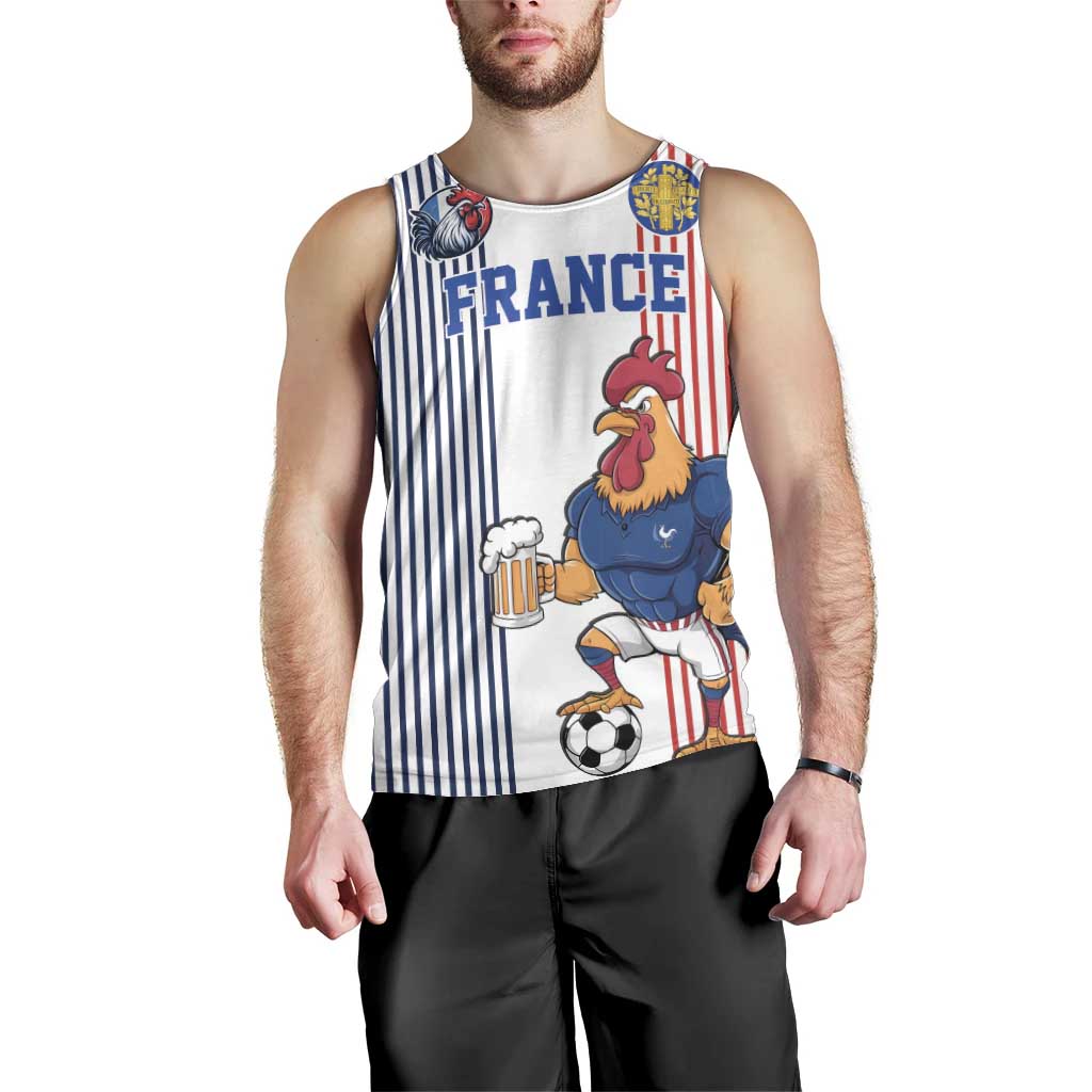 Custom France Football Men Tank Top White Gallic Rooster Mascot