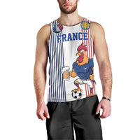 Custom France Football Men Tank Top White Gallic Rooster Mascot