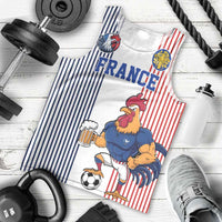 Custom France Football Men Tank Top White Gallic Rooster Mascot