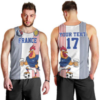 Custom France Football Men Tank Top White Gallic Rooster Mascot
