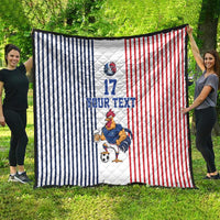 Custom France Football Quilt White Gallic Rooster Mascot