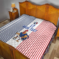Custom France Football Quilt White Gallic Rooster Mascot