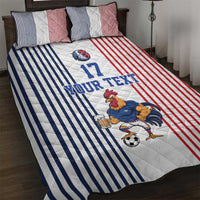 Custom France Football Quilt Bed Set White Gallic Rooster Mascot