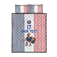 Custom France Football Quilt Bed Set White Gallic Rooster Mascot