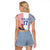 Custom France Football Raglan Cropped T Shirt White Gallic Rooster Mascot