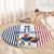 Custom France Football Round Carpet White Gallic Rooster Mascot