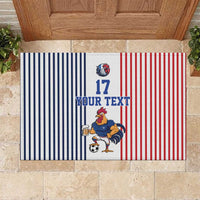 Custom France Football Rubber Doormat White Gallic Rooster Mascot
