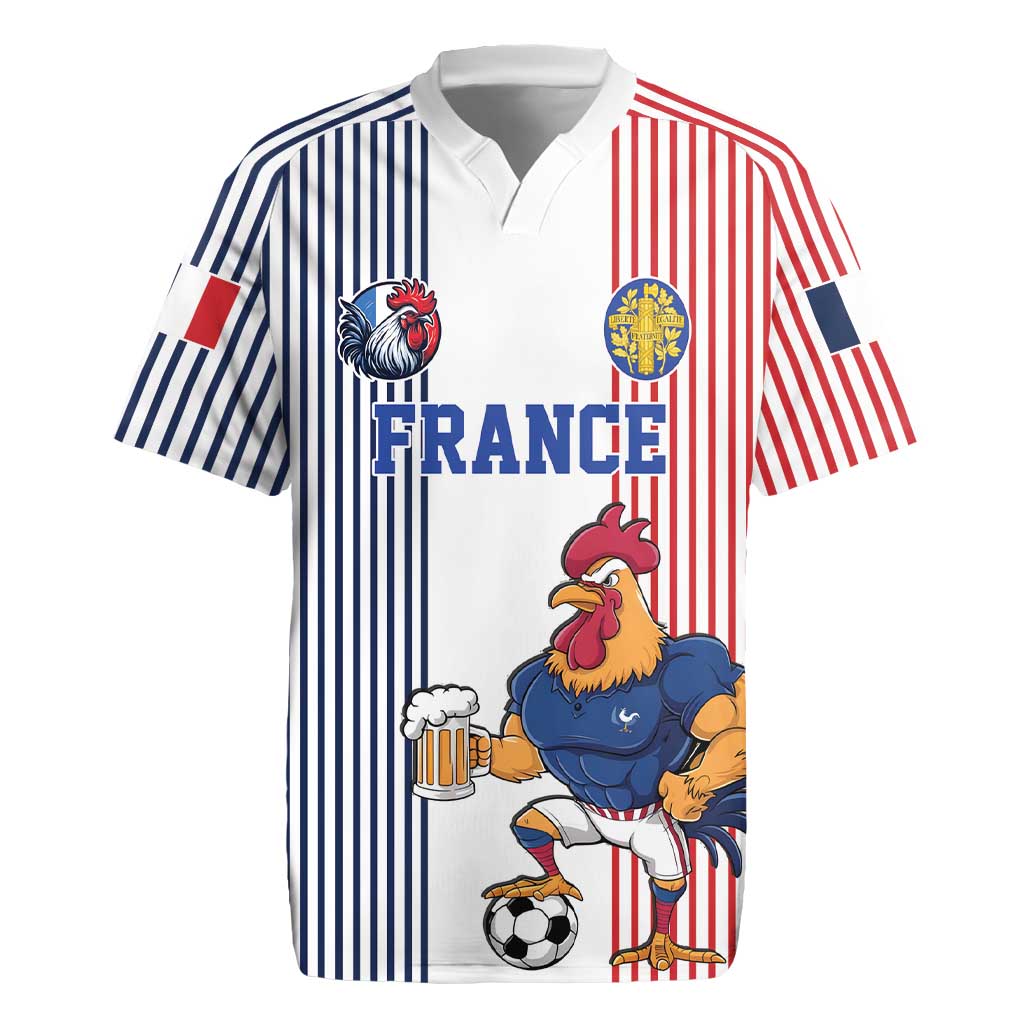 Custom France Football Rugby Jersey White Gallic Rooster Mascot