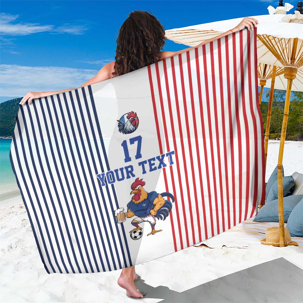 Custom France Football Sarong White Gallic Rooster Mascot