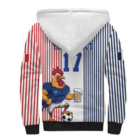 Custom France Football Sherpa Hoodie White Gallic Rooster Mascot