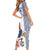Custom France Football Short Sleeve Bodycon Dress White Gallic Rooster Mascot