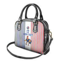 Custom France Football Shoulder Handbag White Gallic Rooster Mascot