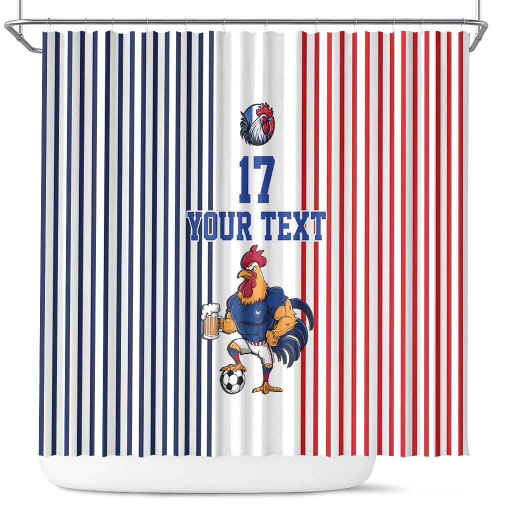 Custom France Football Shower Curtain White Gallic Rooster Mascot