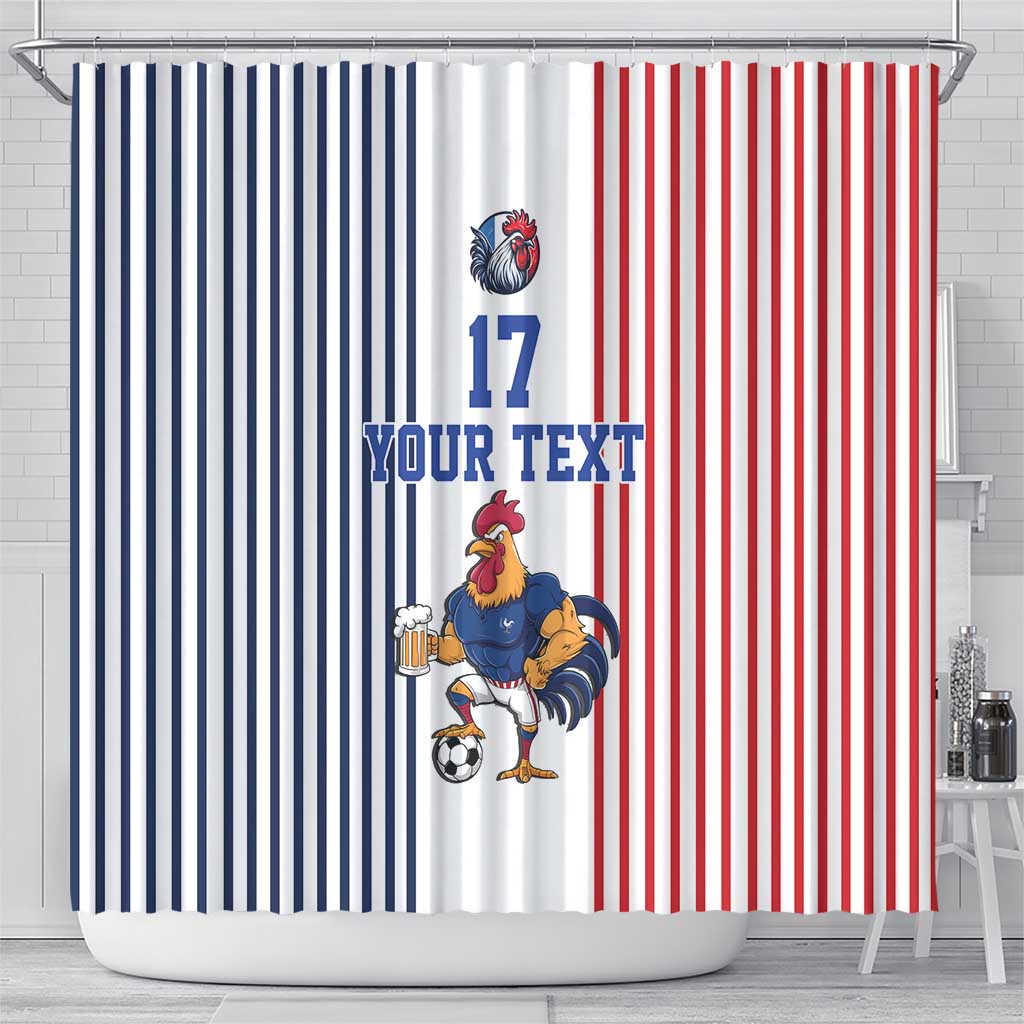 Custom France Football Shower Curtain White Gallic Rooster Mascot