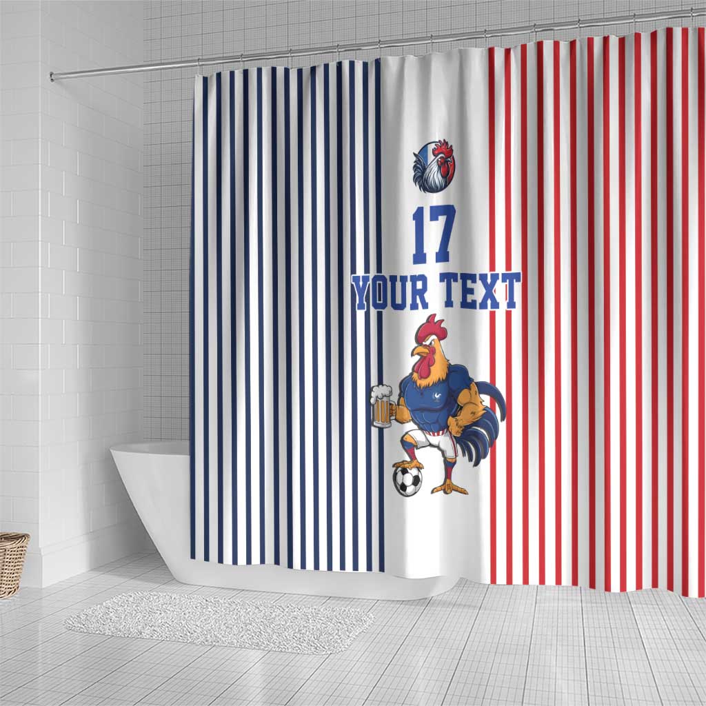 Custom France Football Shower Curtain White Gallic Rooster Mascot