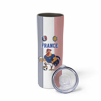 Custom France Football Skinny Tumbler White Gallic Rooster Mascot