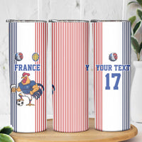 Custom France Football Skinny Tumbler White Gallic Rooster Mascot