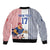 Custom France Football Sleeve Zip Bomber Jacket White Gallic Rooster Mascot