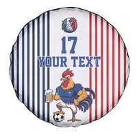 Custom France Football Spare Tire Cover White Gallic Rooster Mascot