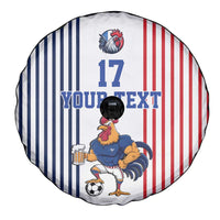 Custom France Football Spare Tire Cover White Gallic Rooster Mascot