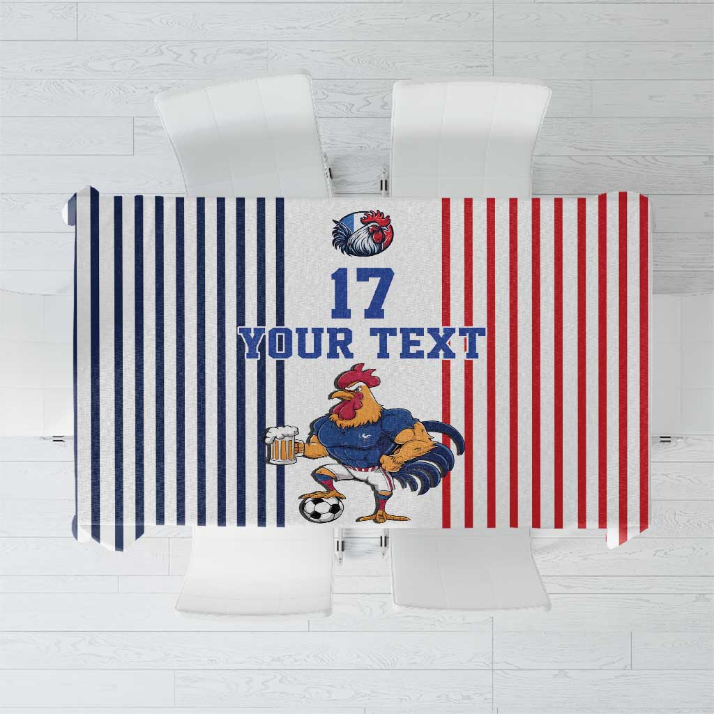 Custom France Football Tablecloth White Gallic Rooster Mascot
