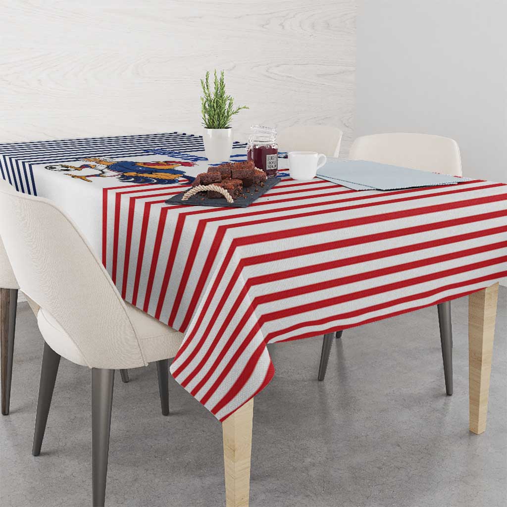 Custom France Football Tablecloth White Gallic Rooster Mascot