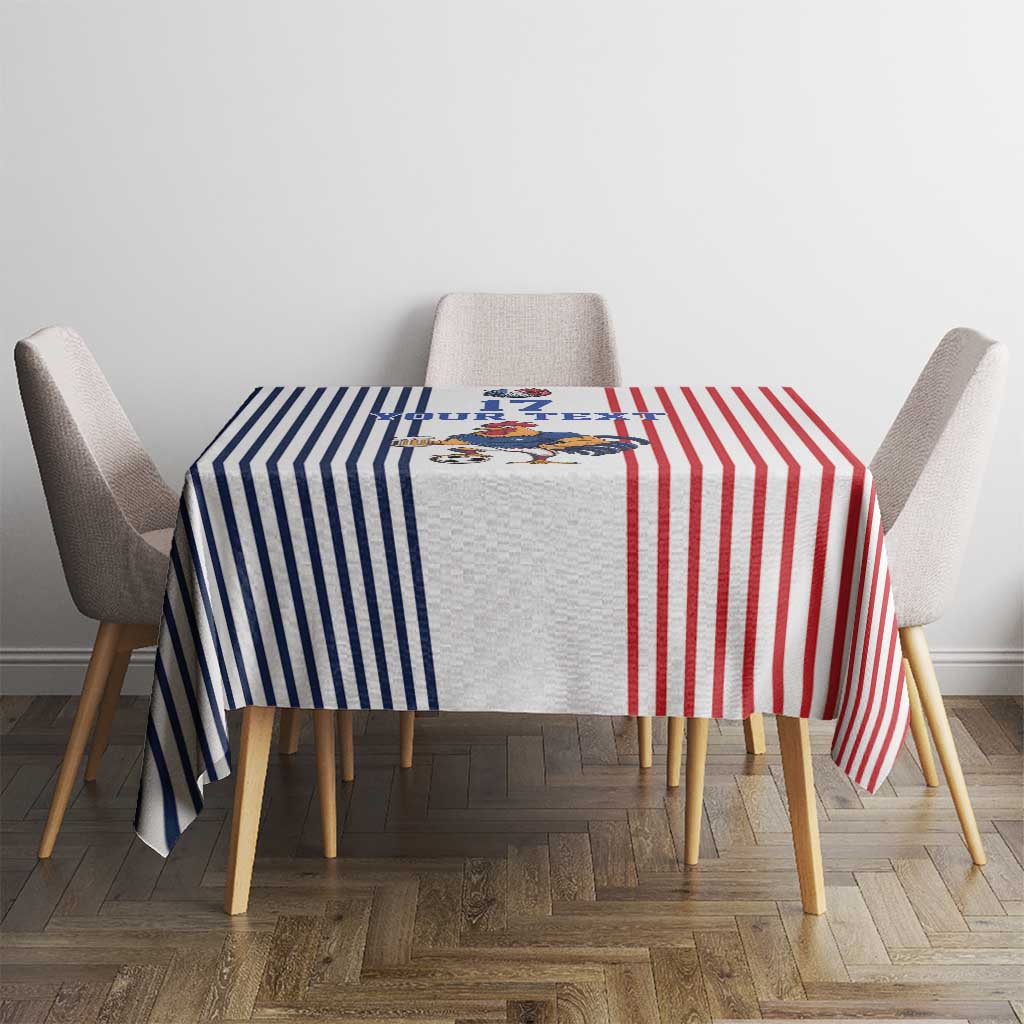 Custom France Football Tablecloth White Gallic Rooster Mascot