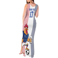 Custom France Football Tank Maxi Dress White Gallic Rooster Mascot