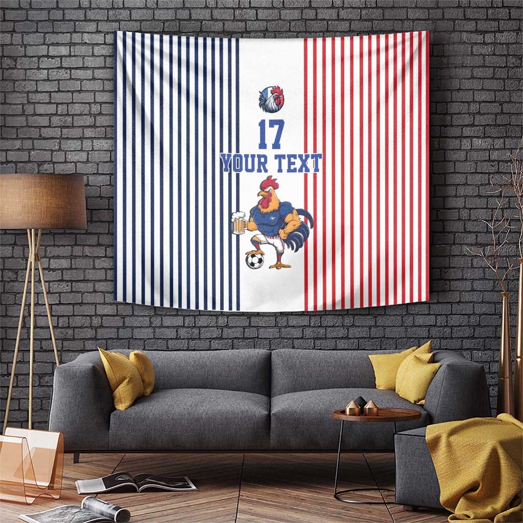 Custom France Football Tapestry White Gallic Rooster Mascot
