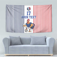 Custom France Football Tapestry White Gallic Rooster Mascot