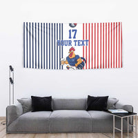 Custom France Football Tapestry White Gallic Rooster Mascot