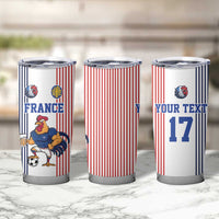 Custom France Football Tumbler Cup White Gallic Rooster Mascot