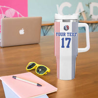 Custom France Football Tumbler With Handle White Gallic Rooster Mascot