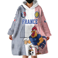 Custom France Football Wearable Blanket Hoodie White Gallic Rooster Mascot