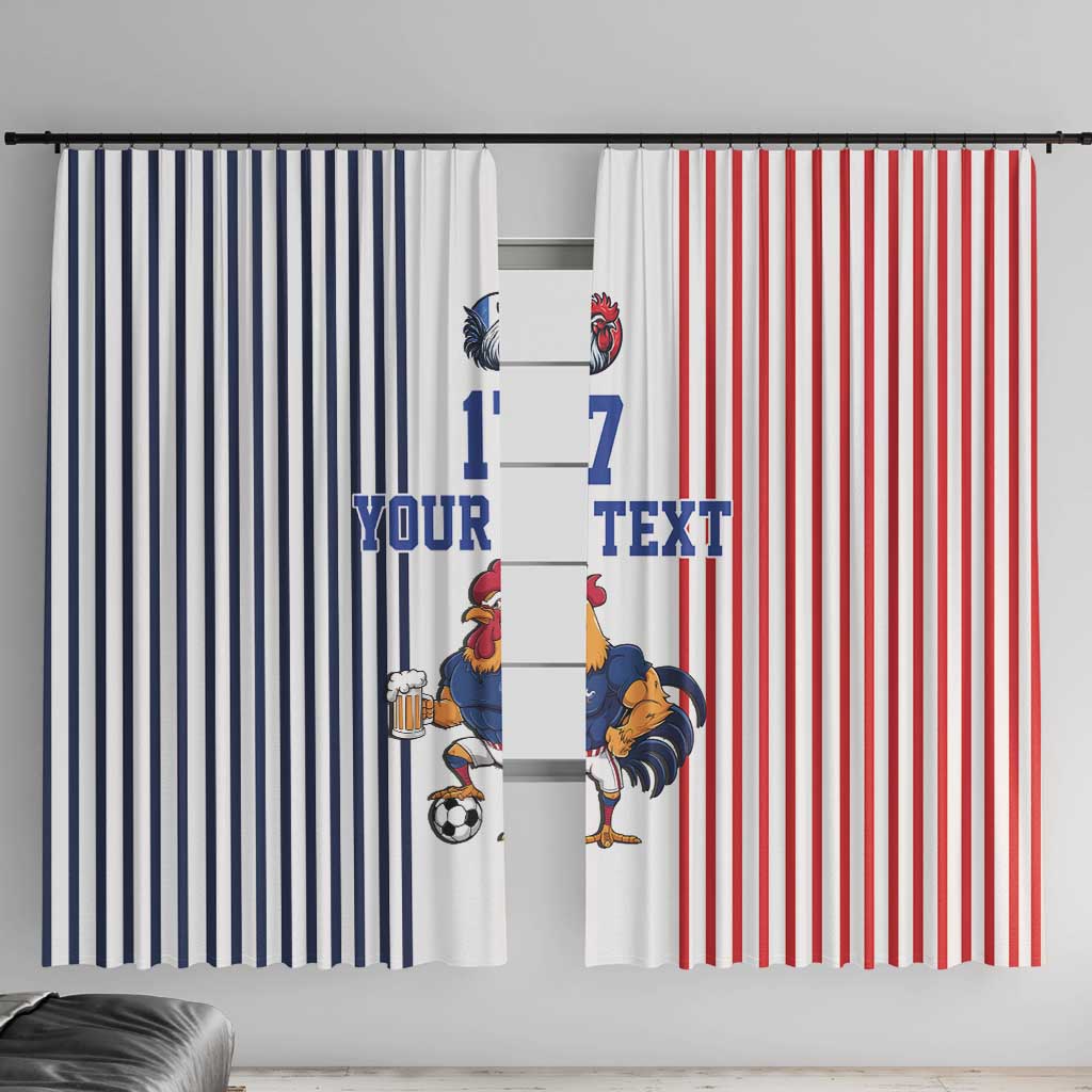 Custom France Football Window Curtain White Gallic Rooster Mascot